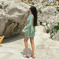 Chic Backless Knitted Mini Beach Dress for Summer
