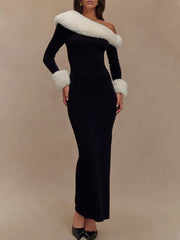 Catchy Backless Maxi Dress with Long Sleeves