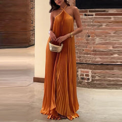 Elegant Lace-Up Backless Maxi Dress for Summer