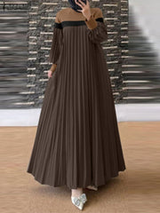 Chic Autumn Lantern Sleeve Muslim Dress