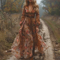 Chic Floral Pleated Maxi Dress for Women