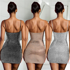 Stylish Mini Dress with Diamond Cutouts for Parties