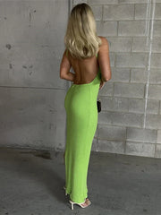 Catchy Backless Split Maxi Dress for Summer Fun